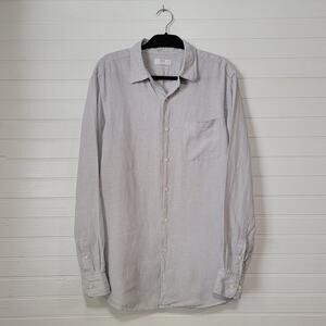 UNIQLO Linen Button Up Size XL Light Heather Gray Minimalist Capsule Modern Top
